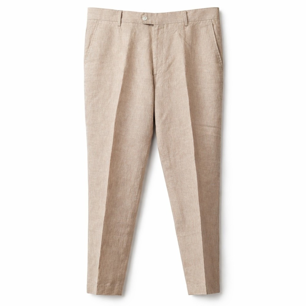 PARC 81 100% Linen Flat Front Dress Casual Pant Mens Sz 34 Beige Leisure Resort